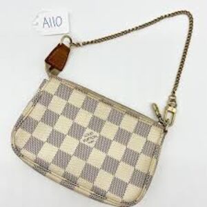 Louis Vuitton Cream and Brown Checkered Wristlet